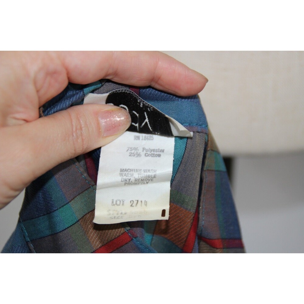 Vintage Jody California Multi Colored Plaid Hippie Prairie 80s Dress Sz 5/6 SM - Picture 15 of 15